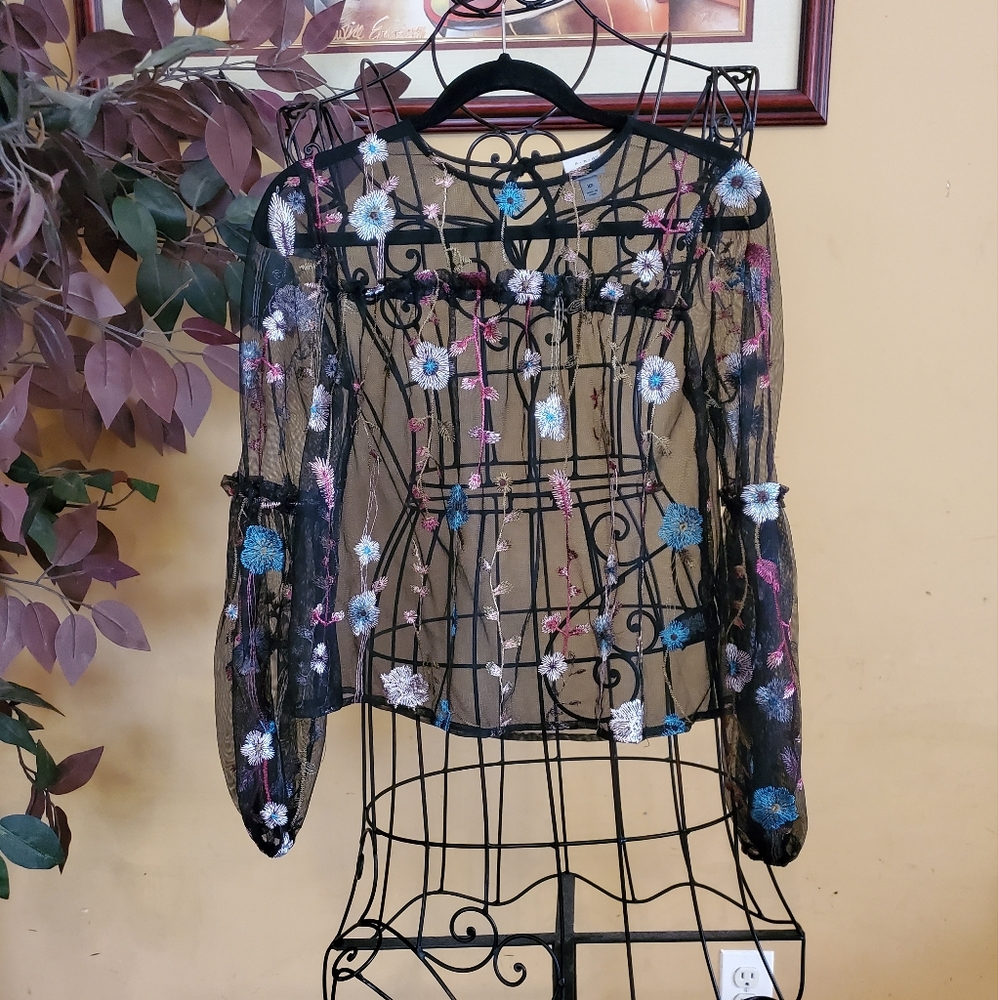 A New Day Sheer Embroidered Top